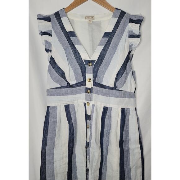 J Crew- Point Sur- Linen Striped A Line Dress- size 12 - Picture 3 of 10